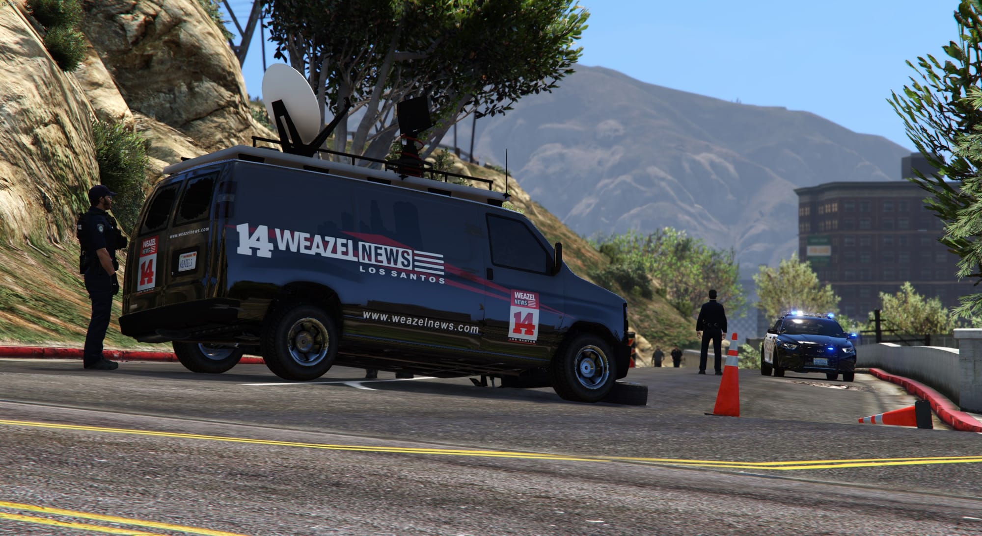 Weazel News van stolen amid Vinewood Hills shooting coverage